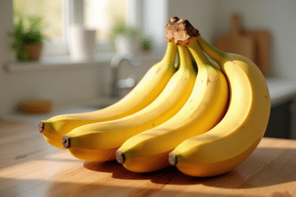 Bananes mûres sur un plan de travail en cuisine naturelle