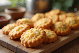 Biscuits ladyfinger frais sur planche en bois pour le dessert