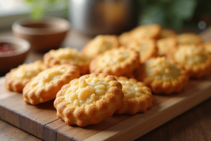 Biscuits ladyfinger frais sur planche en bois pour le dessert