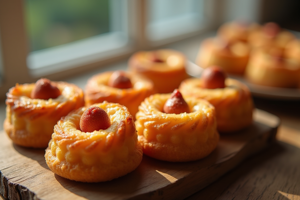 Cannelés au chorizo sur planche en bois rustique