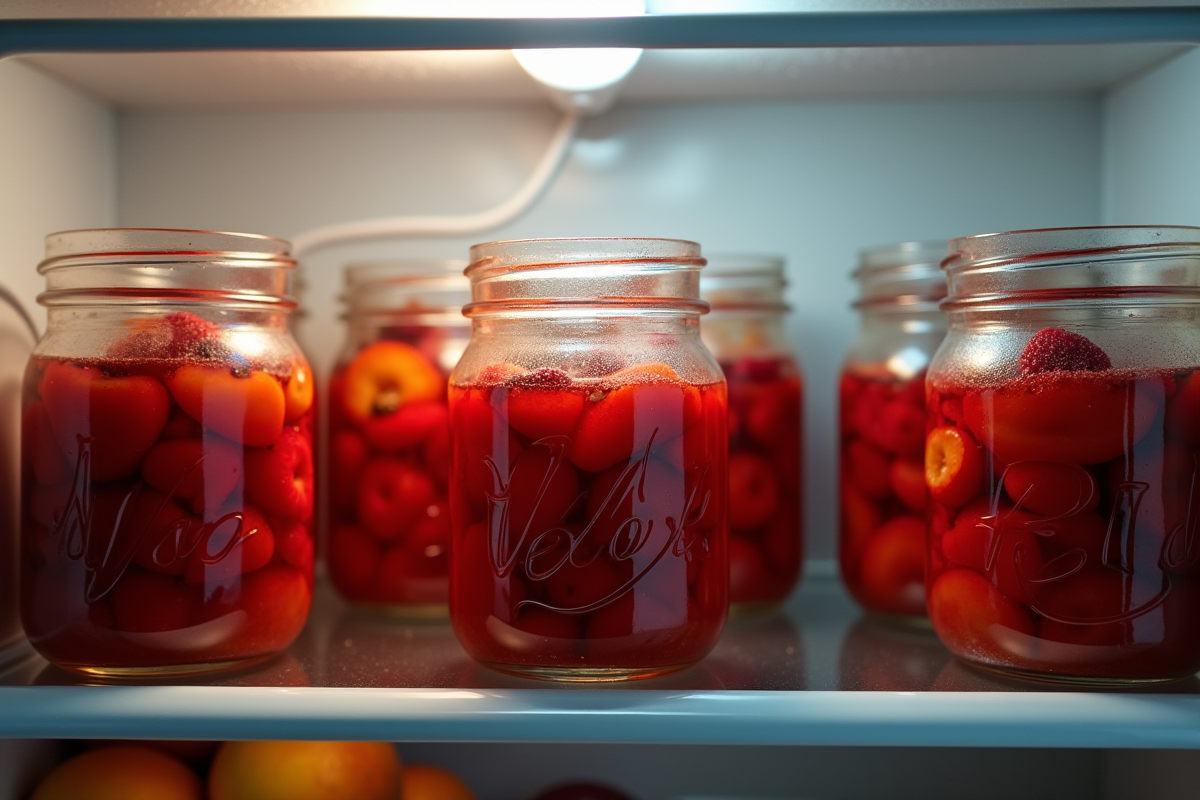 Potages de compote de fruits maison dans le réfrigérateur