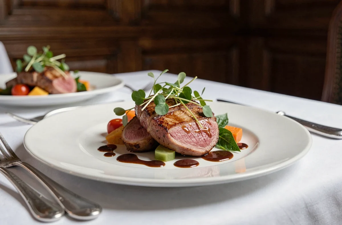 Assiette gastronomique raffinée du restaurant Le Lièvre Gourmand à Orléans