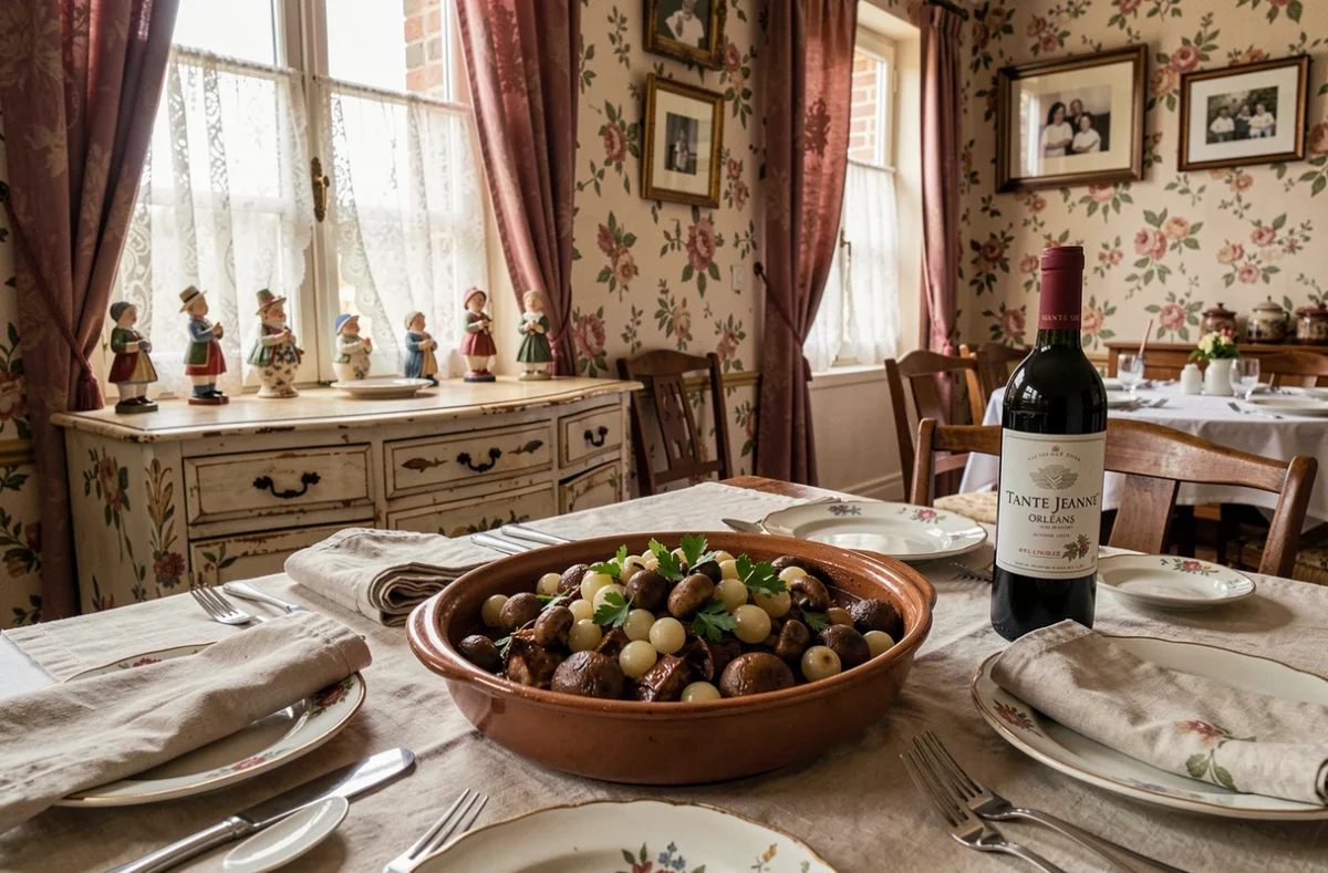 Repas traditionnel français en terrine au restaurant Tante Jeanne à Orléans