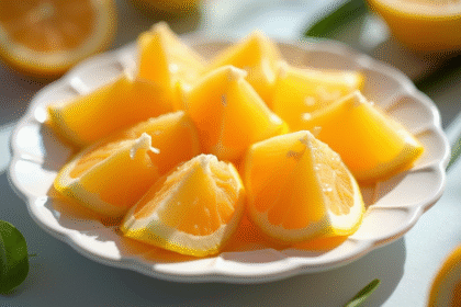 Tranches de starfruit colorées sur une assiette blanche